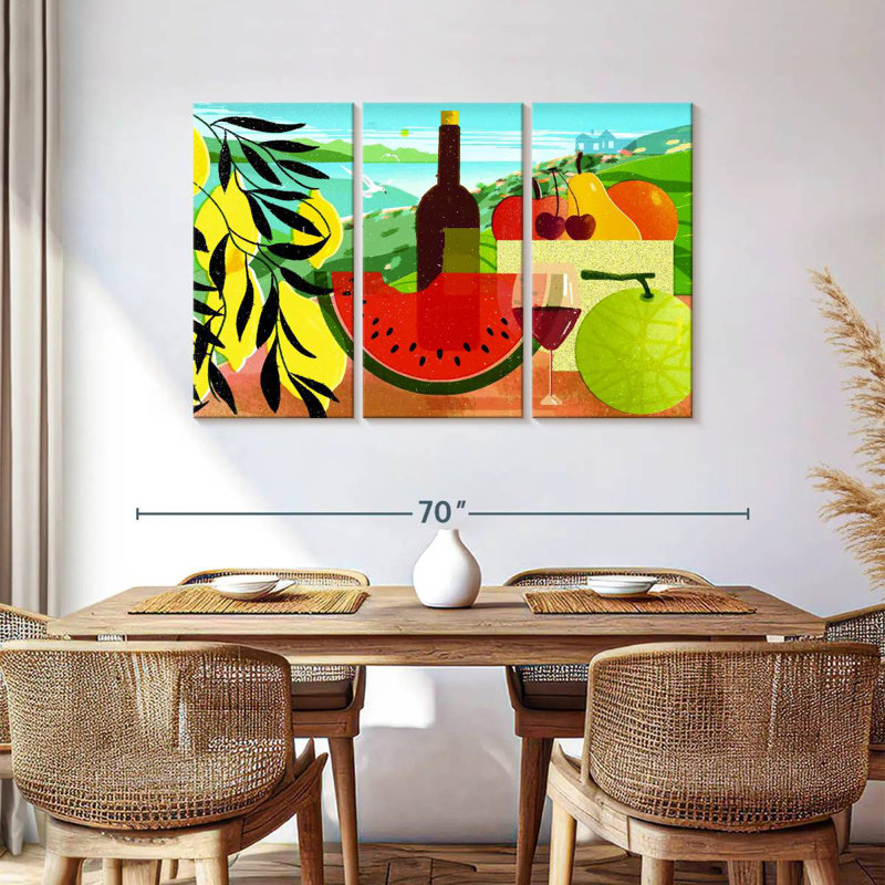 Yarlin, fruits et vin, H 36 po x l 57 po