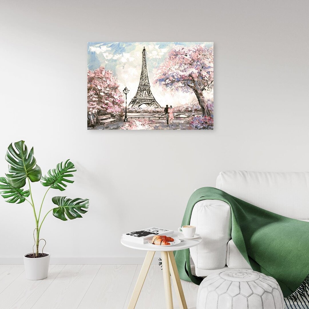 Leinwandbild Pink Paris Eiffel Tower As Painted