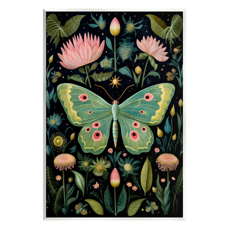 " Moth With Nature Botanicals " by The Dutch Lady, 19" H x 13" W x 0.5" D