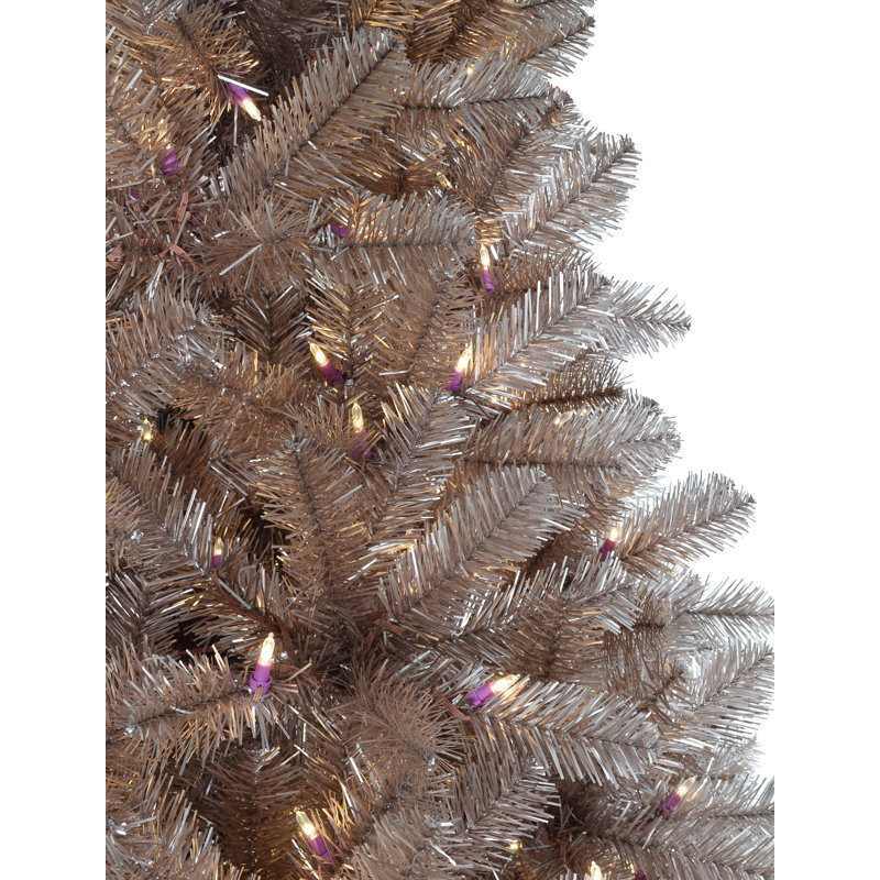 Sapin de Noël guirlande de 5 pi préinstallé en or rose avec connexion instantanée 507 TIPS, UL 250 DEL, diamètre 35 po