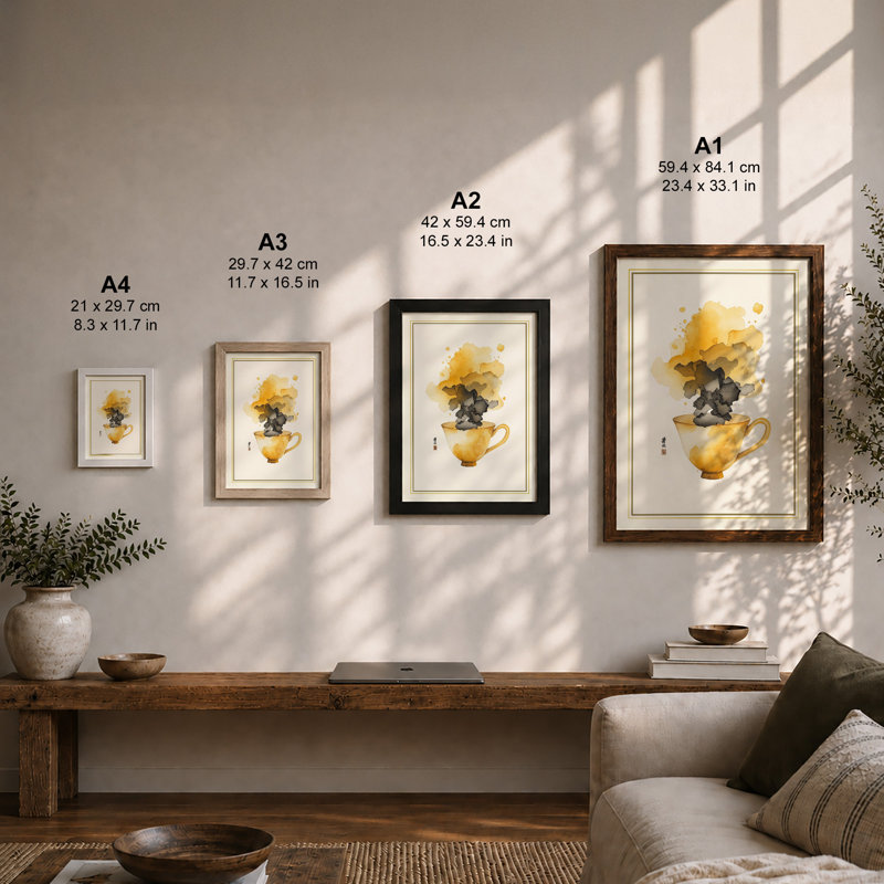 Steaming Tea Modern - Framed Print, Unframed, A1 - 84.1 x 59.4 cm