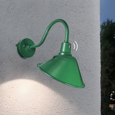 11 in. Green Modern Integrated LED Gooseneck Barn Light with Dusk-to-Dawn Photocell, 3CCT, 3300 Lumens, 120-277V, IP65