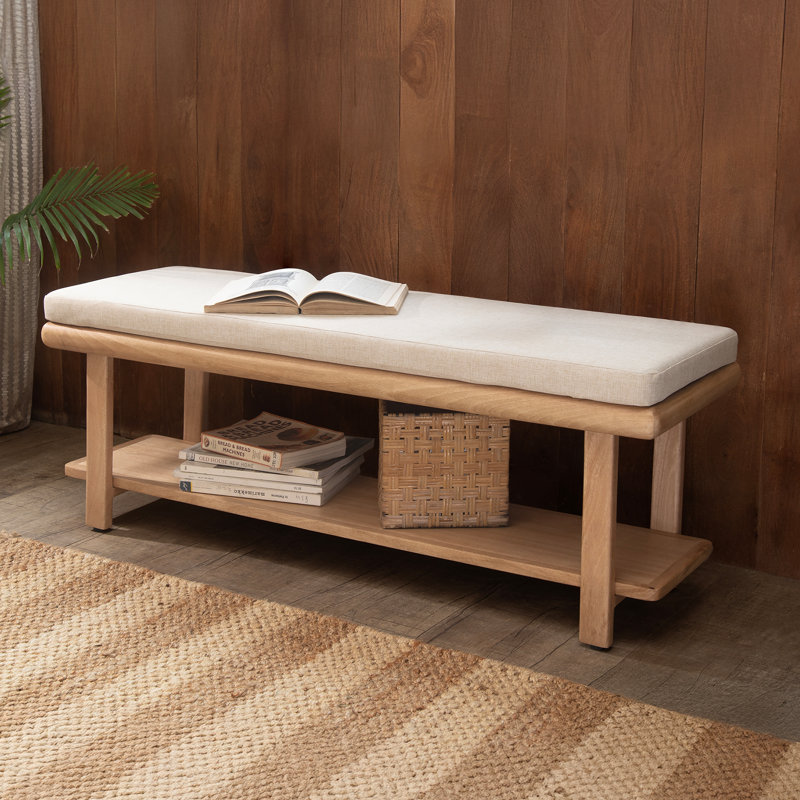 Banc de rangement en bois massif Noah