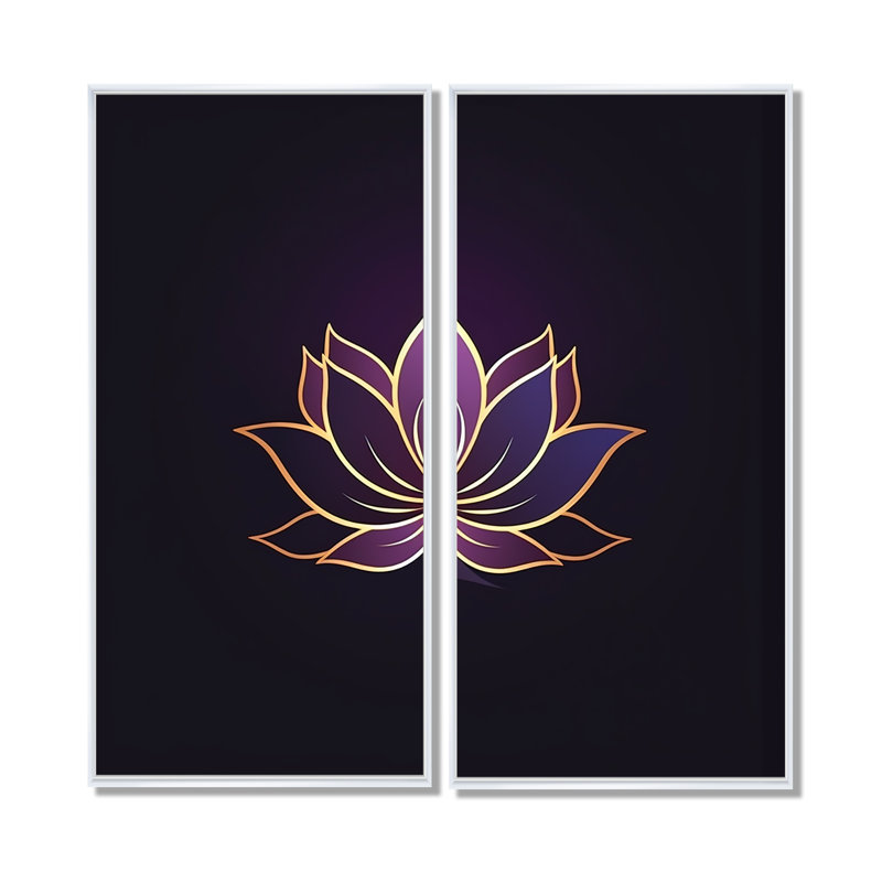Rétro lotus graphique sur fond mauve délavé I - impressions sur toile modernes et vertes, 40" H x 40" W, White