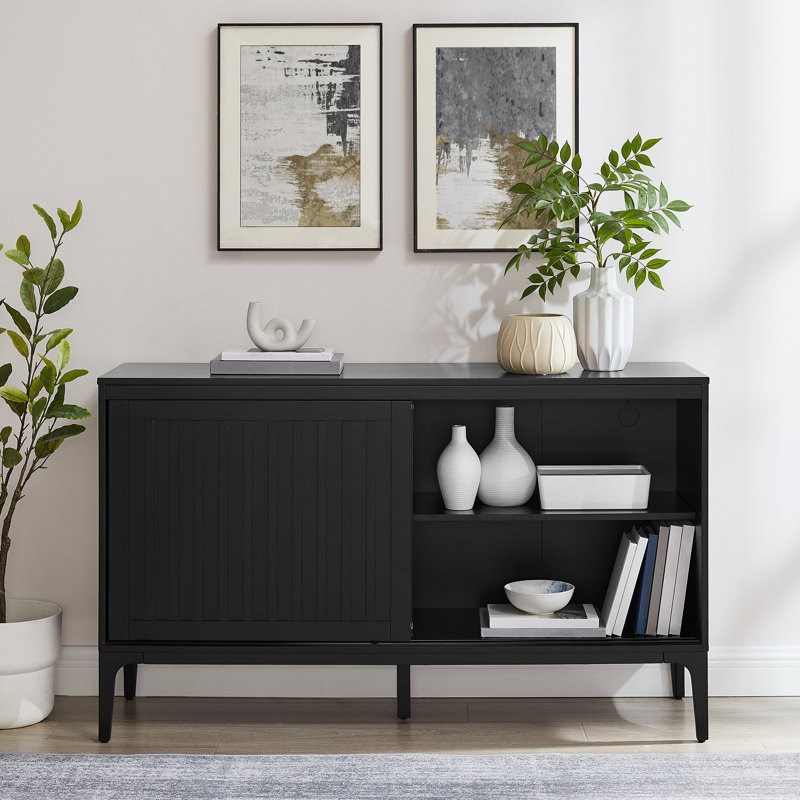 Buffet Asher brun foncé, Noir mat