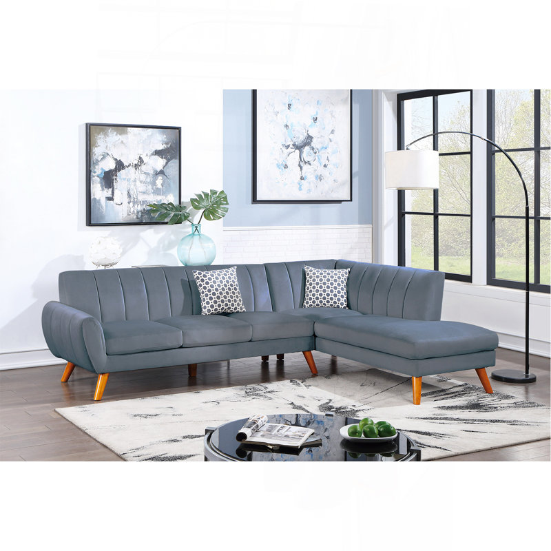 Canapé modulaire contemporain 2 pièces en velours gris foncé, Velours gris foncé
