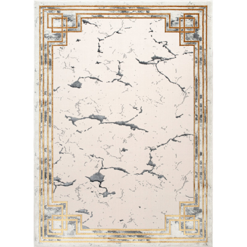 Monaco Series Abrstract Black/Gray/Ivory/Beige Area Rug, Rectangle 5'3" x 7'3"