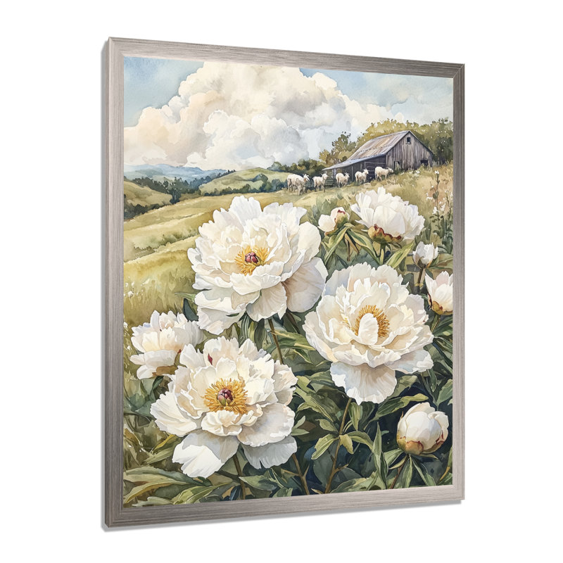 Bateson - impression sur toile florale, Argent argent, H 40 po x l 30 po, Reproduction encadrée d'une seule photo