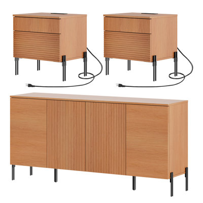 Ensemble de table de chevet et de chevet 3 pièces Laverda