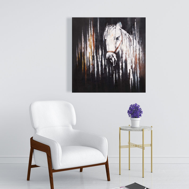Toile blanche dans le noir | Décoration murale rustique pour chambre à coucher