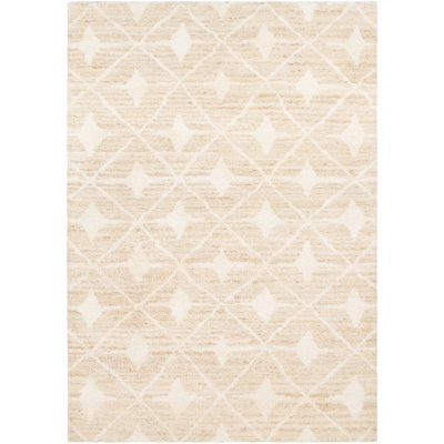 Tapis turquoise/crème en laine noué à la main Belynda