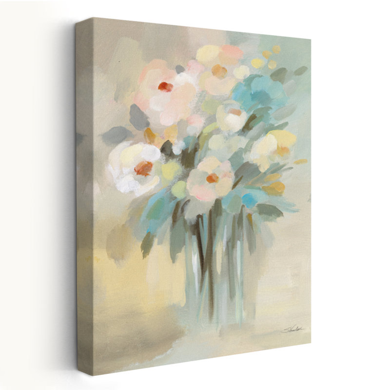 Message d'amour - Bouquets bleus - chalet brun, H 24 po x l 16 po