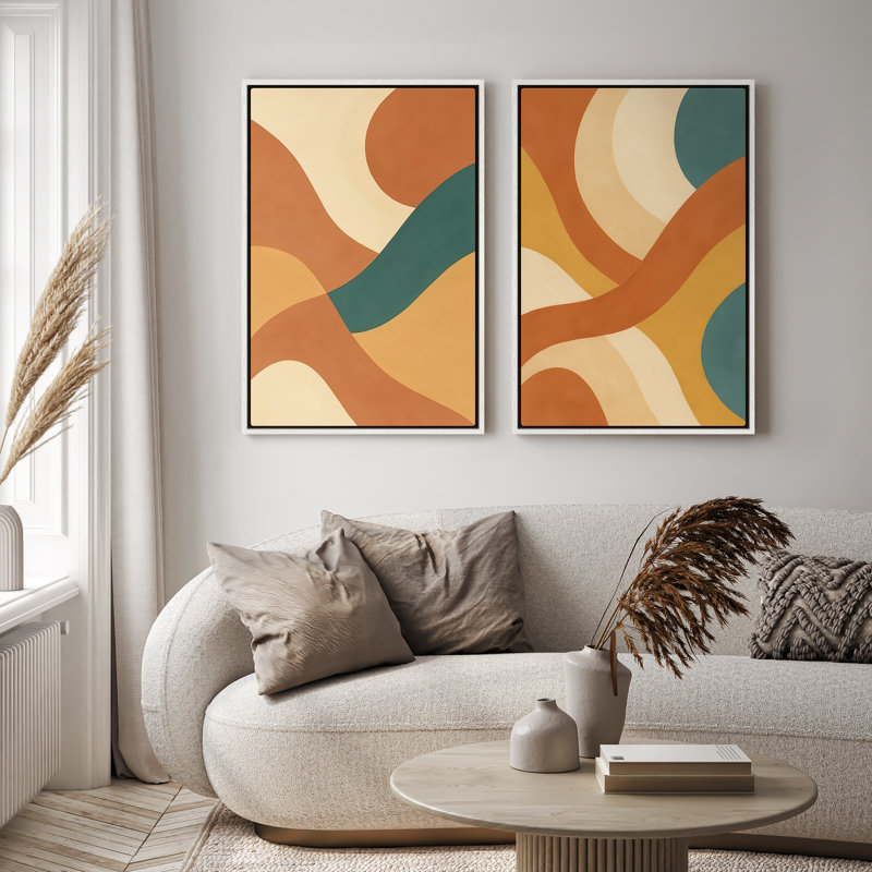 Art mural encadré sur toile, rétro muraux abstraits pour chambre à coucher, H 24 po x l 16 po, Blanc