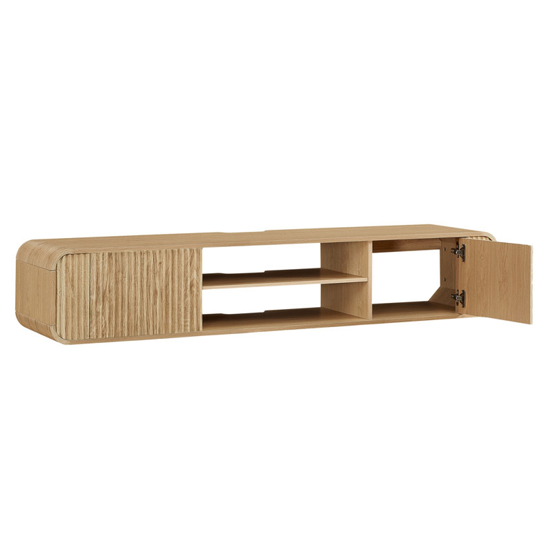 Meuble télé mural de 160 cm avec rangement ouvert, armoire suspendue pour salon, chambre à coucher et usage domestique