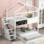 Structure de lit simple pour lit d'enfant avec lit noir intégré, construction en pin massif, blanc doux