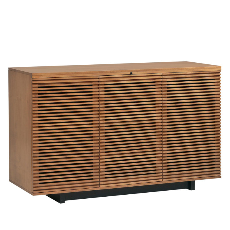 Meuble télé linéaire en bois massif pour téléviseur de 65 po ou moins, Structure alvéolaire