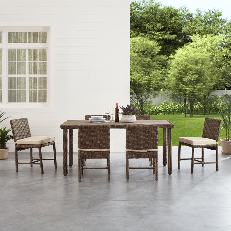 Ensemble de salle à manger rectangulaire pour 6 personnes 121 "avec coussins Lillebonne