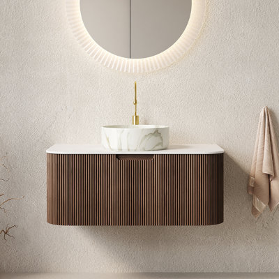 Meuble-lavabo rond en céramique 36 po