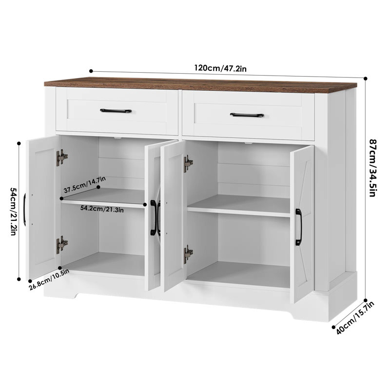 Buffet Amariyon 47,2 po, Blanc / brun