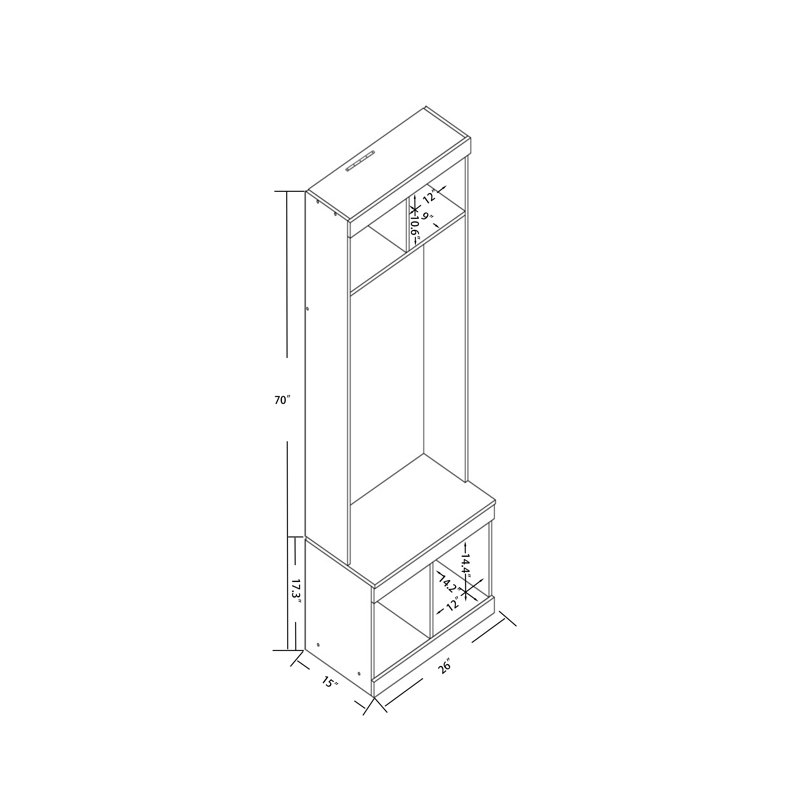 Lecroy Hall Tree 26'' Wide with Bench and Shoe Storage