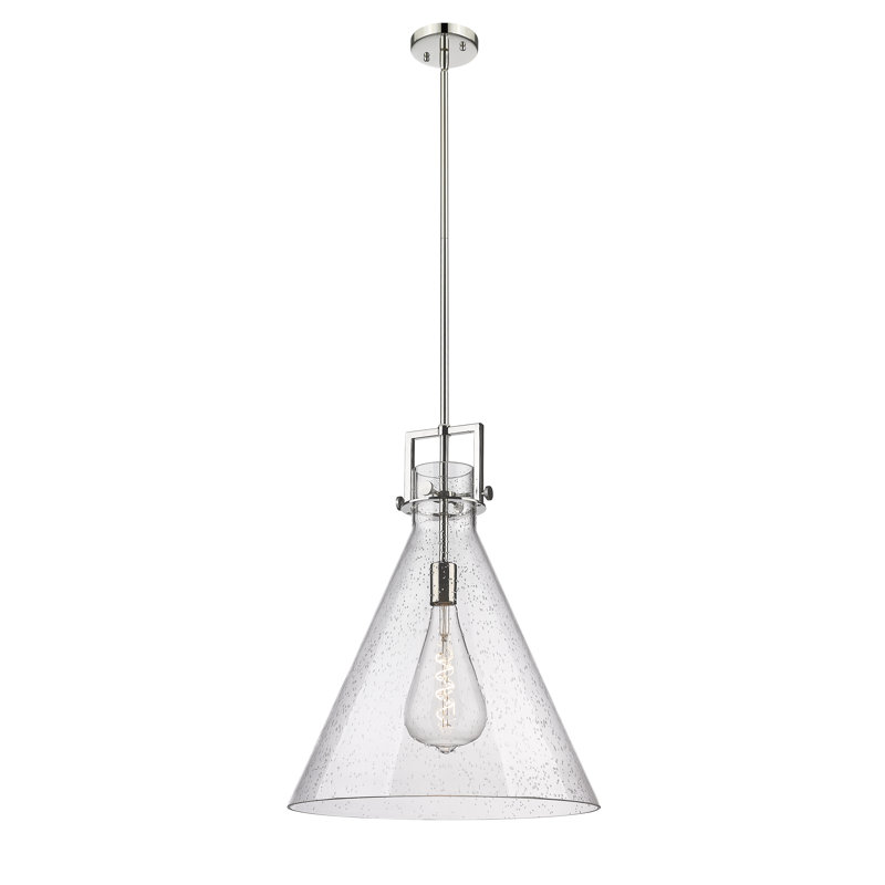 Luminaire suspendu avec tige 30 po Coterie, Bullé, H 22,75 po x l 18 po x P 18 po, Nickel poli
