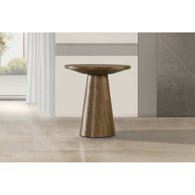 20 In. Round Wood Console Table Modern Living Room Sofa Table With Pedestal Base, Walnut