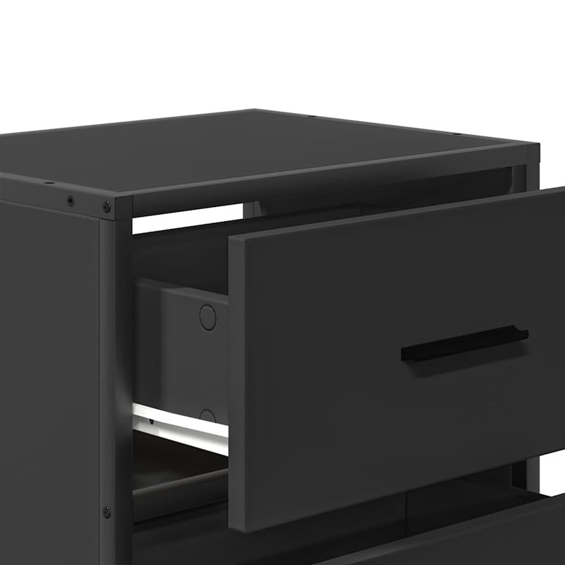 40cm W Metal Bedside Table, Black