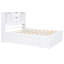 Grand lit plateforme blanc avec 8 rangements - Tête de lit 8 tiroirs en bois massif