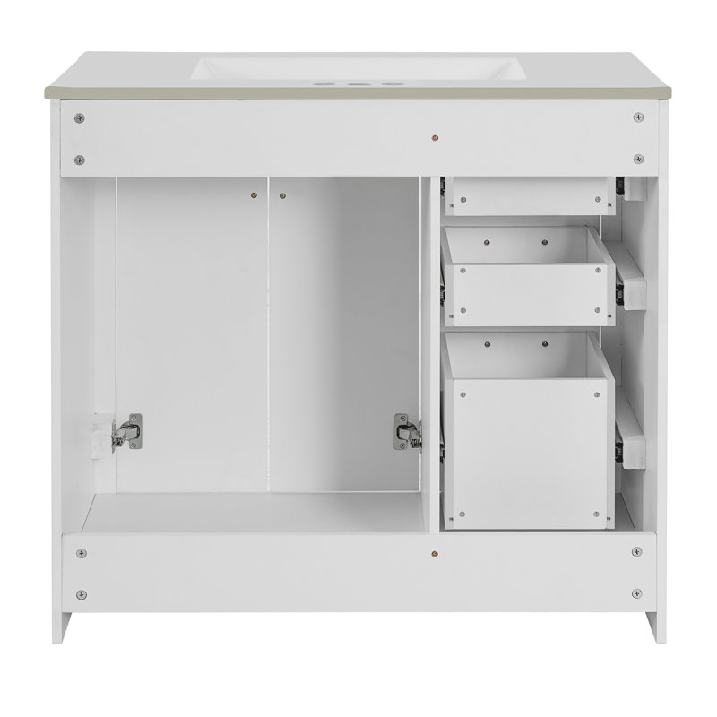 Meuble-lavabo 36 po avec comptoir en céramique, Blanc