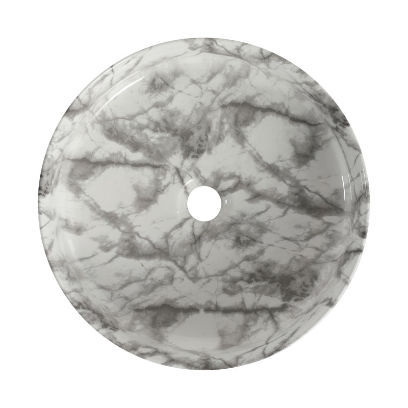 Lavabo de comptoir en céramique pour salle de bain au-dessus du comptoir, fabrication artisanale exquise, cuisson à haute température, lavabo d'art blanc profond gris 15,25 po, teinture, vernis de qualité, 19,13 livres