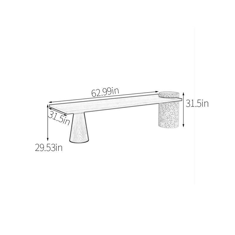 Table de salle à manger pratique en frêne et fer, Tanné, H 31,5 po x L 62,99 po x l 31,5 po, Brun clair, blanc et noir