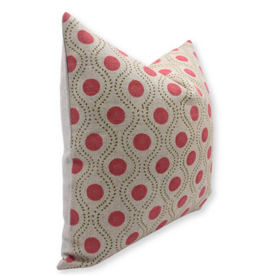 Fabdivine Red Accent Block Print Pillow Cover Boho Linen Throw Cushion for Couch & Bed Raajbhog Size 20X20 Inch