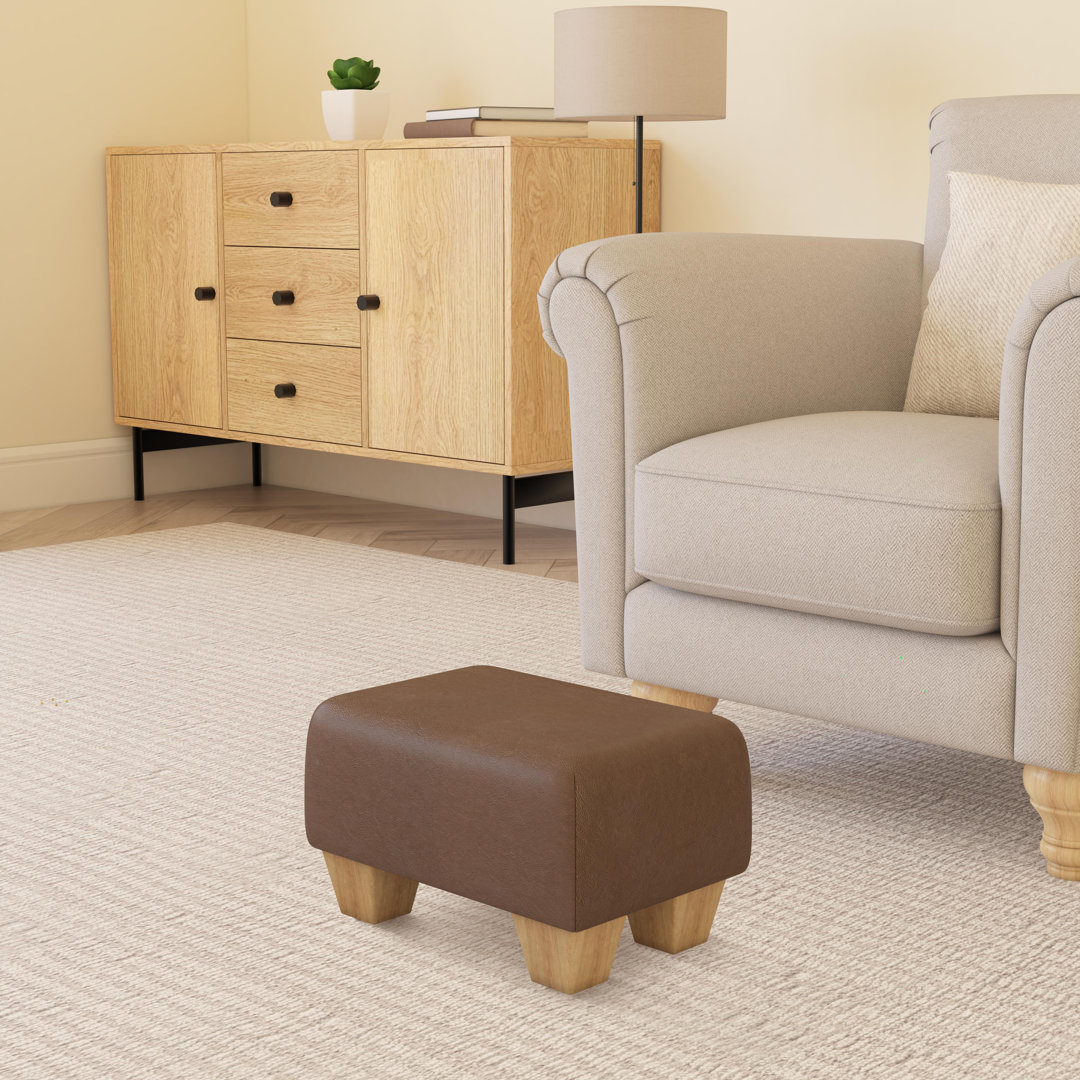 Beong Faux Leather - Mahogany Wood Chunky Legs