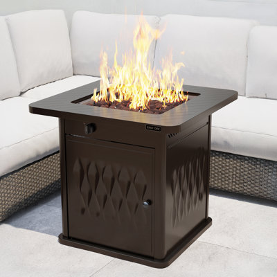 Table de foyer d'extérieur au propane en acier inoxydable avec couvercle