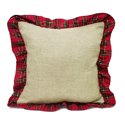 Housse de coussin décoratif tartan à volants et à carreaux, 17 po x 17 po