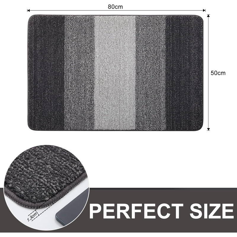 Door Mats Indoor, Machine Washable Soft Doormats, Grey, 50 cm W x 80 cm L