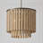 24" W x 21" H 5-Light Pendant in Dark Brass with Handcrafted Mango Wood in Nordic Grey Stain