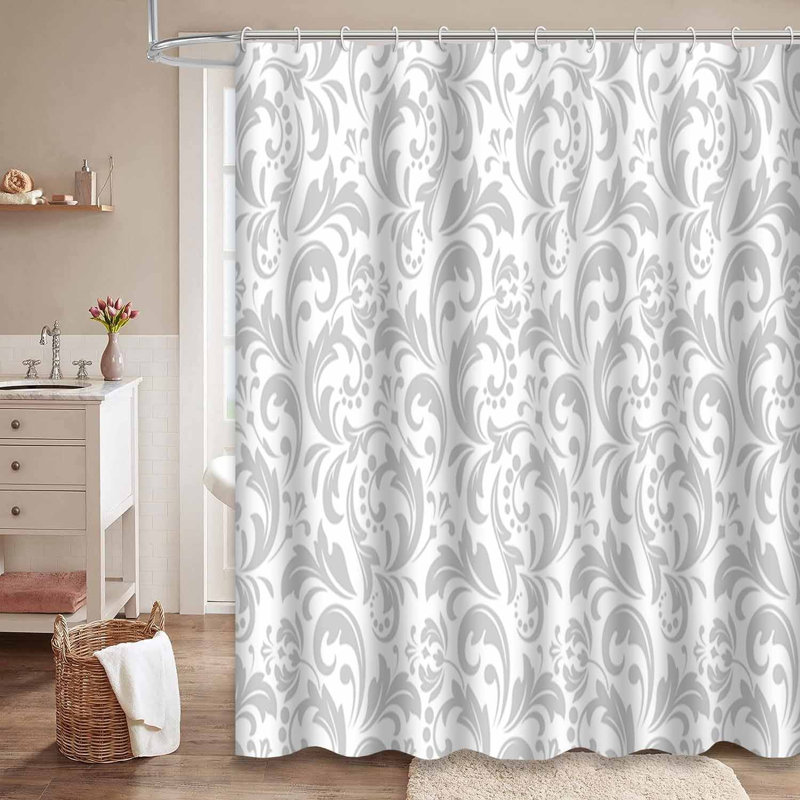 Rideau de douche imperméable à motif floral baroque rétro avec 12 crochets, L 72 po x l 84 po