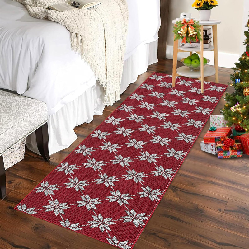 Christmas Eve Foldable Carpet - 2x3ft Thin Low Pile Accent Rug, Runner 2' x 8'1"