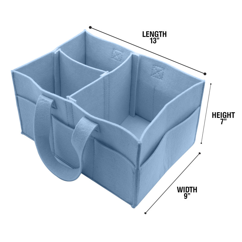 Foldable Felt Nursery Caddy Toy Box, Blue