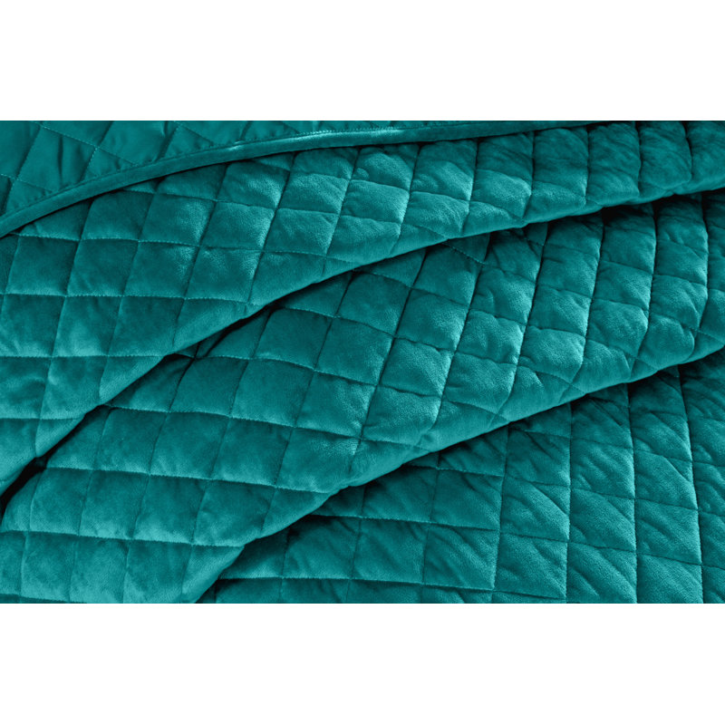 Kacie Polyester Bedspread with Pillow Shams Included, Peacock Green
