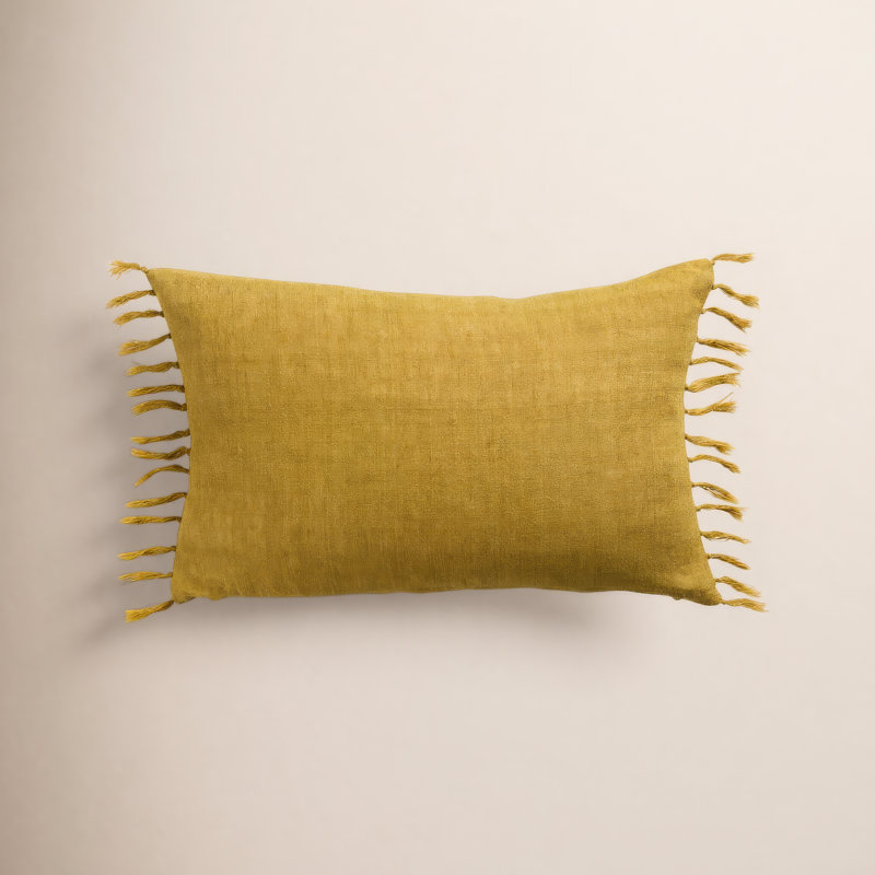 Sharron Tassels Linen Reversible Throw Pillow, Pillow Cover Only - No Insert, Yellow