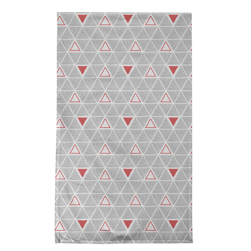 Torchon triangle dessiné à la main, Gris/rouge, Croisé en coton