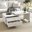 Table basse extensible avec rangement, table de salon réversible à 2 tiroirs et à 6 roulettes