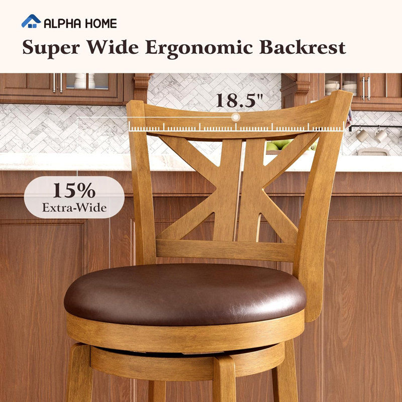 Ensemble de 2 tabourets pivotants avec dossier, tabourets de bar 30 pouces