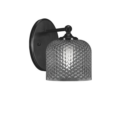 Applique murale Sheffield montrée en noir, verre fumé de 6 po