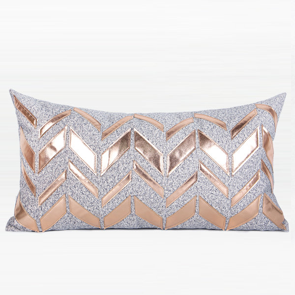 Chevron Faux Leather Throw Pillow, No Fill, Pillow Cover