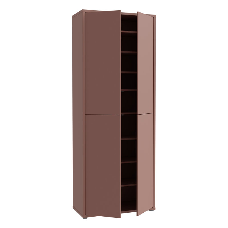 Chadwic Modern minimalistic shoe cabinet with 4 doors, entryway cabinet, engineered wood, terracotta, 74.5 cm W x 191.9 cm H x 34.9 cm D
