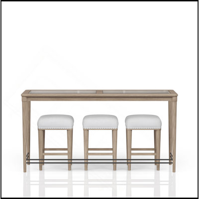 Console en verre givré avec 3 tabourets
