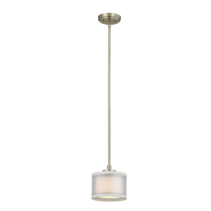 Luminaire tambour à tambour simple 1 lumières Jarrett, Nickel satiné